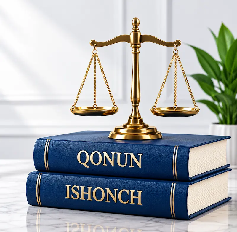 Adolat tarozisi qonun kitoblari ustida